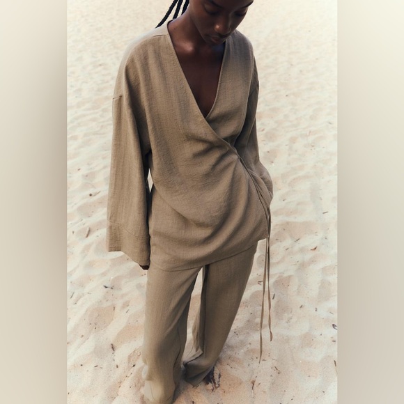 NWOT ZARA RUSTIC WRAP KIMINO SIZE LARGE - Picture 3 of 17